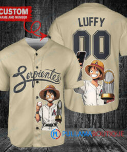 Arizona Diamondbacks x Luffy One Piece with Trophy Custom Baseball Jersey Sand