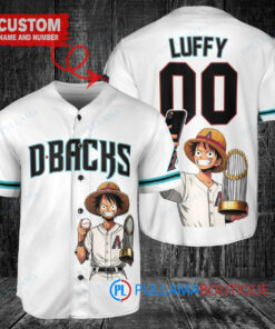 Arizona Diamondbacks x Luffy One Piece with Trophy Custom Baseball Jersey White