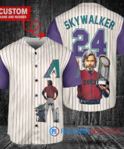 Arizona Diamondbacks x Luke Skywalker Star Wars with Trophy Custom Baseball Jersey Cream-Purple