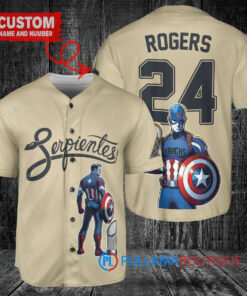 Arizona Diamondbacks x Marvel Captain America Steve Rogers with Trophy Custom Baseball Jersey Sand