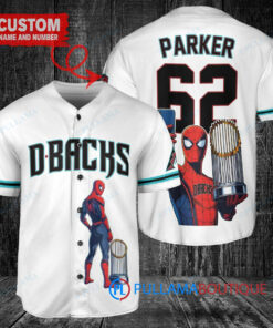 Arizona Diamondbacks x Marvel Spiderman with Trophy Custom Baseball Jersey White