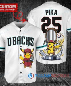 Arizona Diamondbacks x Pikachu Pokemon with Trophy Custom Baseball Jersey White