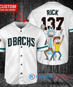 Arizona Diamondbacks x Rick and Morty with Trophy Custom Baseball Jersey White