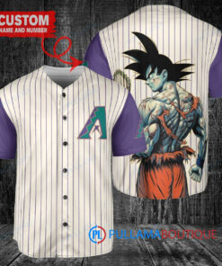 Arizona Diamondbacks x Son Goku Kakarot Super Saiyan Dragon Ball Z with Trophy Baseball Jersey Cream-Purple