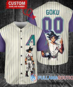 Arizona Diamondbacks x Son Goku Kakarot Super Saiyan Dragon Ball Z with Trophy Baseball Jersey Cream-Purple V2