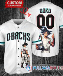 Arizona Diamondbacks x Son Goku Kakarot Super Saiyan Dragon Ball Z with Trophy Baseball Jersey White V2