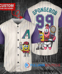 Arizona Diamondbacks x SpongeBob SquarePants with Trophy Custom Baseball Jersey Cream-Purple