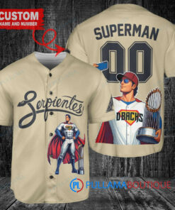 Arizona Diamondbacks x Superman DC Comics with Trophy Custom Baseball Jersey Sand