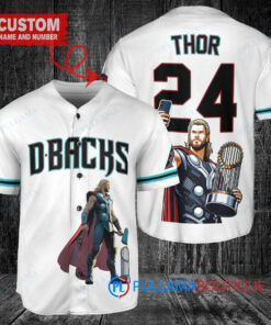 Arizona Diamondbacks x Thor Marvel with Trophy Custom Baseball Jersey White