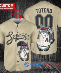 Arizona Diamondbacks x Totoro Studio Ghibli with Trophy Custom Baseball Jersey Sand