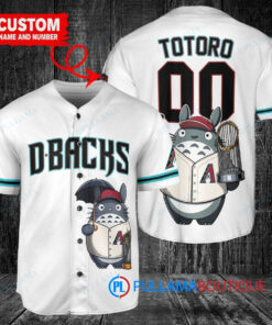 Arizona Diamondbacks x Totoro Studio Ghibli with Trophy Custom Baseball Jersey White