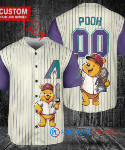 Arizona Diamondbacks x Winnie the Pooh with Trophy Custom Baseball Jersey Cream-Purple