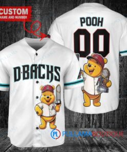 Arizona Diamondbacks x Winnie the Pooh with Trophy Custom Baseball Jersey White