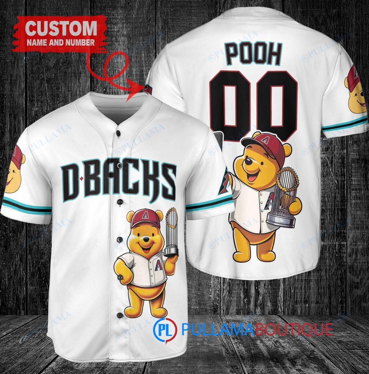 Tampa Bay Rays x Winnie the Pooh with Trophy Custom Baseball Jersey White Home Replica