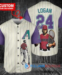 Arizona Diamondbacks x Wolverine Logan with Trophy Custom Baseball Jersey Cream-Purple