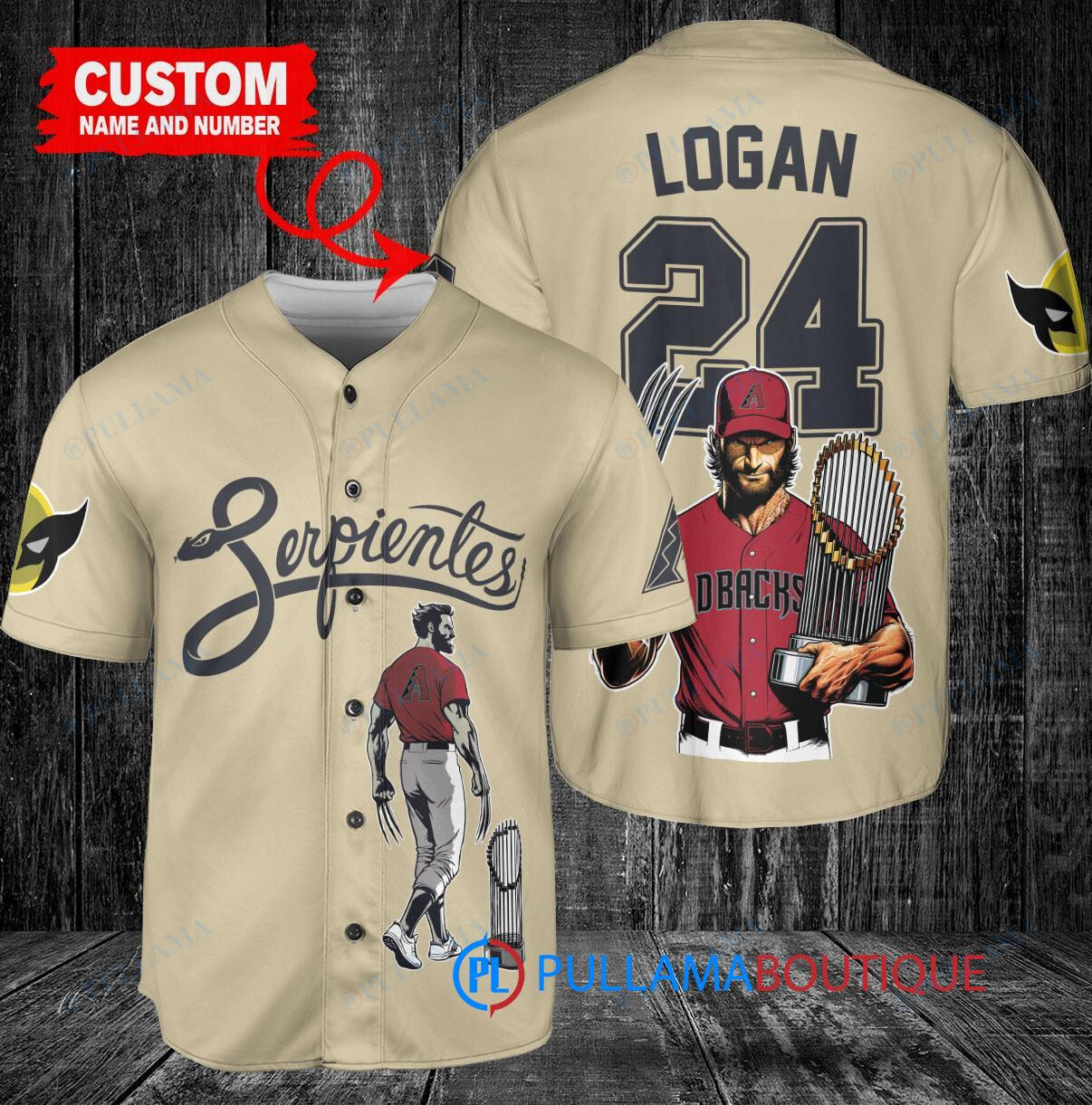 Milwaukee Brewers x Wolverine Logan with Trophy Custom Baseball Jersey Cream