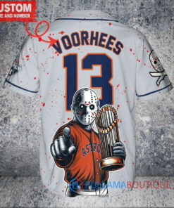 Astros Jason Voorhees Halloween World Series Trophy Baseball Jersey Gray