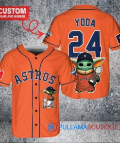 Astros x Baby Yoda Star Wars Mandalorian Trophy Baseball Jersey – Orange