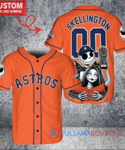 Astros x Jack Skellington Sally World Series Trophy Baseball Jersey Orange