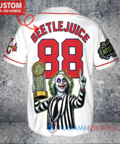 Atlanta Braves Beetlejuice Halloween World Series Trophy Baseball Jersey White V2