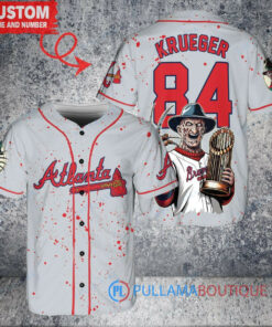 Atlanta Braves Freddy Krueger Halloween World Series Trophy Baseball Jersey Gray