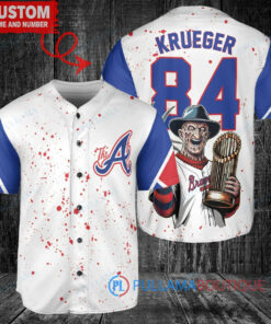 Atlanta Braves Freddy Krueger Halloween World Series Trophy Baseball Jersey White V2