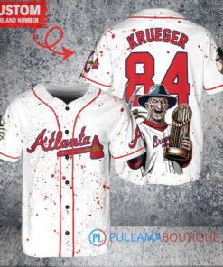 Atlanta Braves Freddy Krueger Halloween World Series Trophy Baseball Jersey White