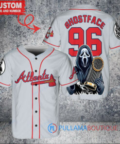 Atlanta Braves Ghostface Scream World Series Trophy Baseball Jersey Gray