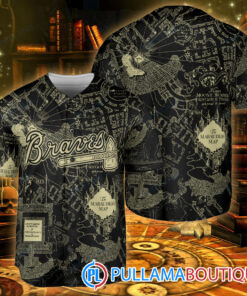 Atlanta Braves Harry Potter The Marauders Map Baseball Jersey Black