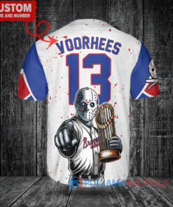 Atlanta Braves Jason Voorhees Halloween World Series Trophy Baseball Jersey White