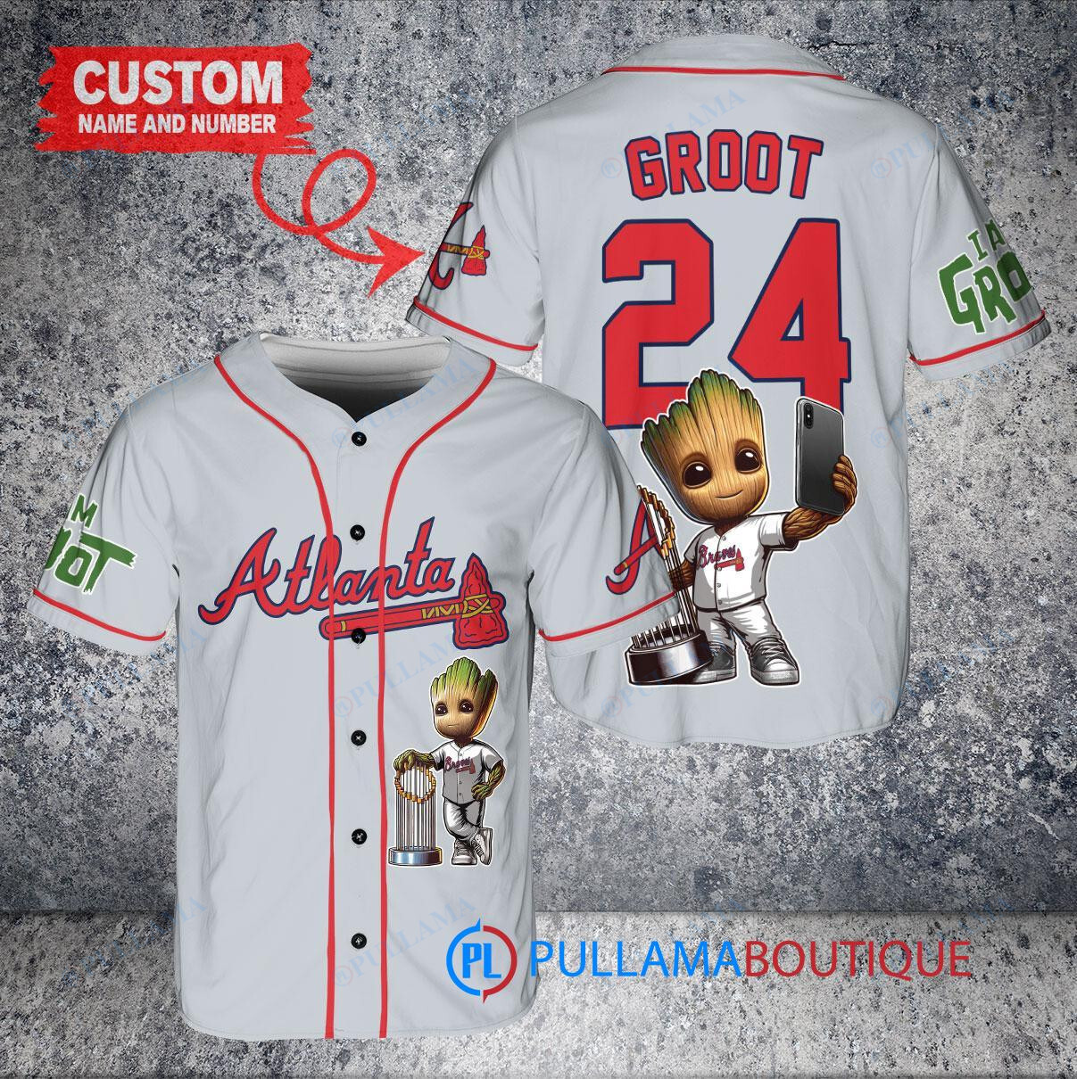 Los Angeles Angels x Baby Groot Marvel Guardians Of The Galaxy with Trophy Custom Baseball Jersey White