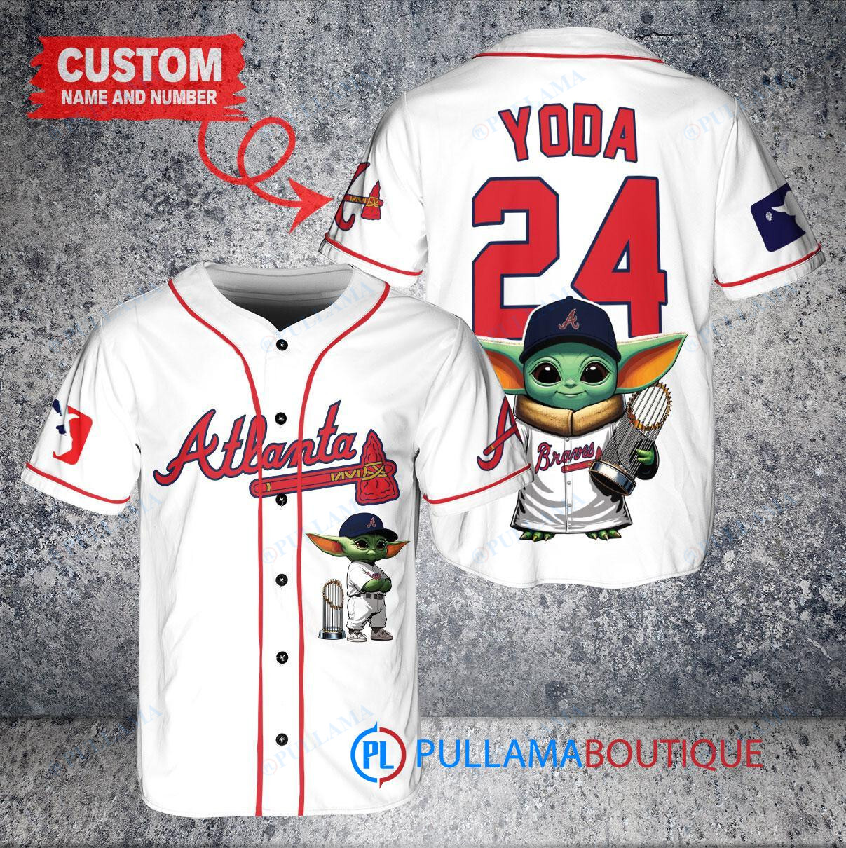 Chicago Cubs x Baby Yoda Star Wars The Mandalorian with Trophy Custom Baseball Jersey Gray