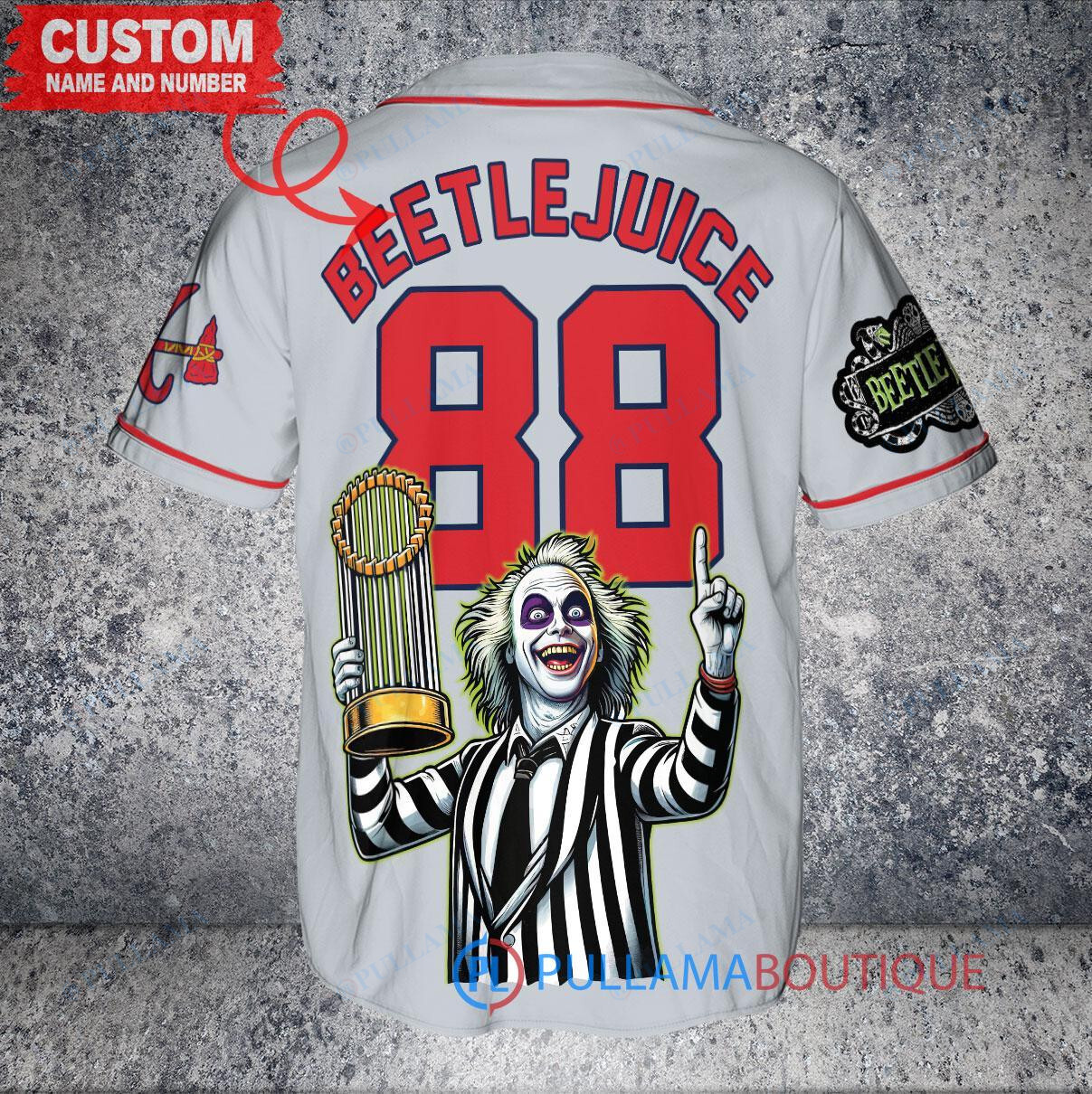 St. Louis Cardinals Beetlejuice Halloween World Series Trophy Baseball Jersey Cream