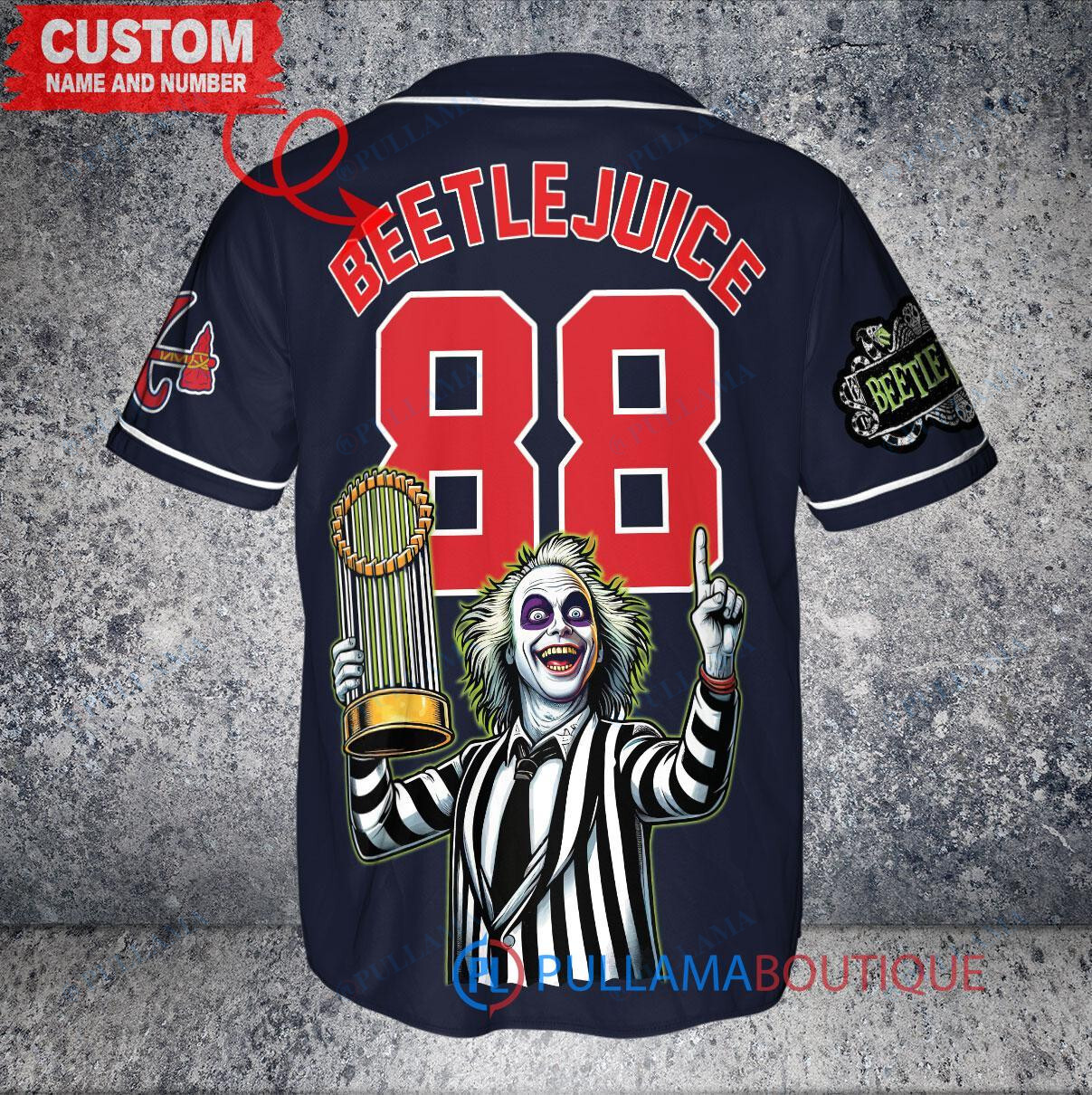 Chicago White Sox Beetlejuice Halloween World Series Trophy Baseball Jersey Black V2