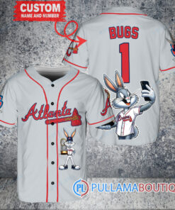 Atlanta Braves x Bugs Bunny with Trophy Baseball Jersey Gray