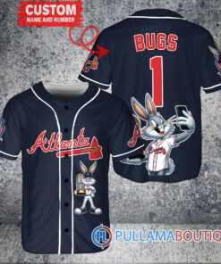 Atlanta Braves x Bugs Bunny with Trophy Baseball Jersey Navy