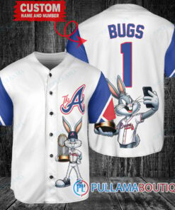 Atlanta Braves x Bugs Bunny with Trophy Baseball Jersey White City Connect