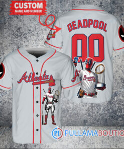 Atlanta Braves x Deadpool with Trophy Baseball Jersey Gray