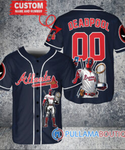 Atlanta Braves x Deadpool with Trophy Baseball Jersey Navy