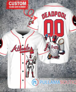 Atlanta Braves x Deadpool with Trophy Baseball Jersey White