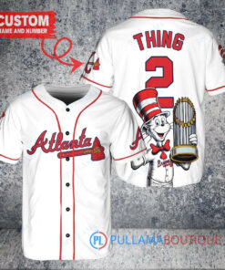 Atlanta Braves x Dr Seuss with World Series Trophy Custom Baseball Jersey White