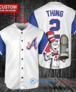 Atlanta Braves x Dr Seuss with World Series Trophy Custom Baseball Jersey White City Connect