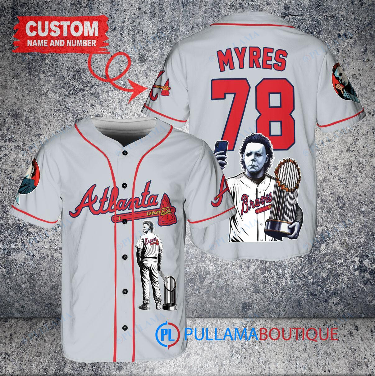 Los Angeles Angels x Halloween Michael Myers with Trophy Custom Baseball Jersey Red