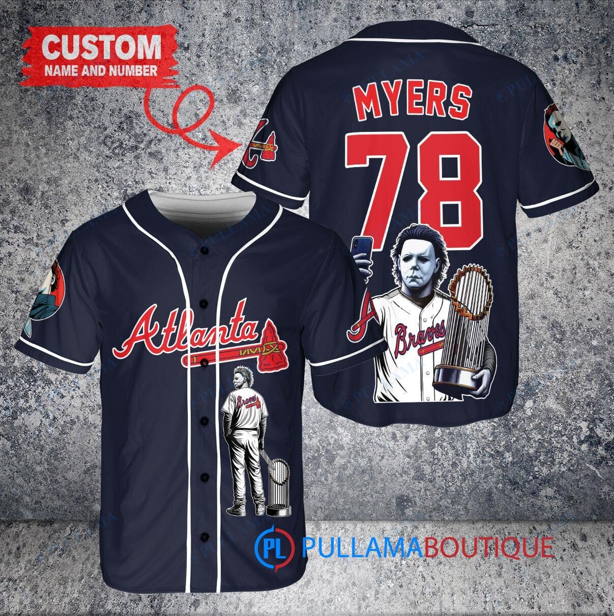 Los Angeles Angels x Halloween Michael Myers with Trophy Custom Baseball Jersey Red