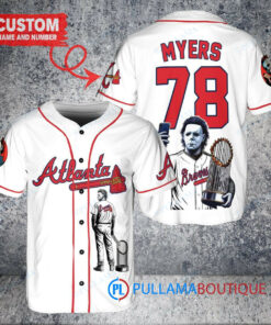 Atlanta Braves x Halloween Michael Myers with Trophy Custom Baseball Jersey White