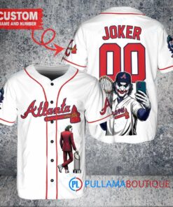 Atlanta Braves x Joker DC Comics with Trophy Custom Baseball Jersey White