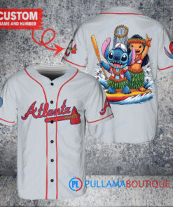 Atlanta Braves x Lilo & Stitch with Trophy Baseball Jersey Gray