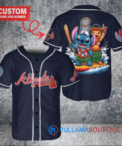 Atlanta Braves x Lilo & Stitch with Trophy Baseball Jersey Navy