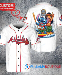 Atlanta Braves x Lilo & Stitch with Trophy Baseball Jersey White