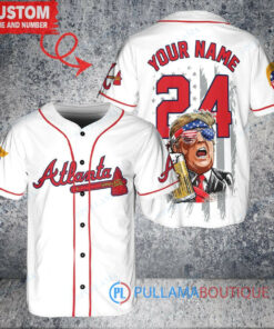 Atlanta Braves x Limited Edition with World Series Trophy Custom Baseball Jersey White